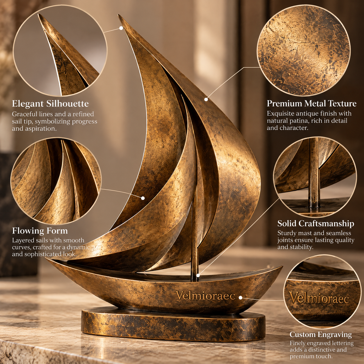 Velmioraec™ Fairwind Sailboat Sculpture