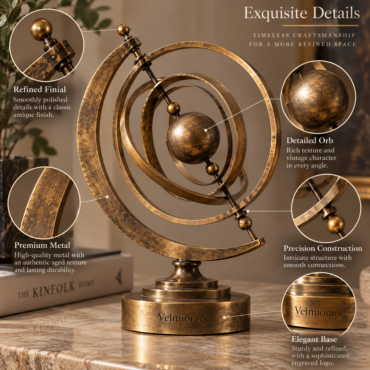 Velmioraec™ Asterion Armillary Sculpture