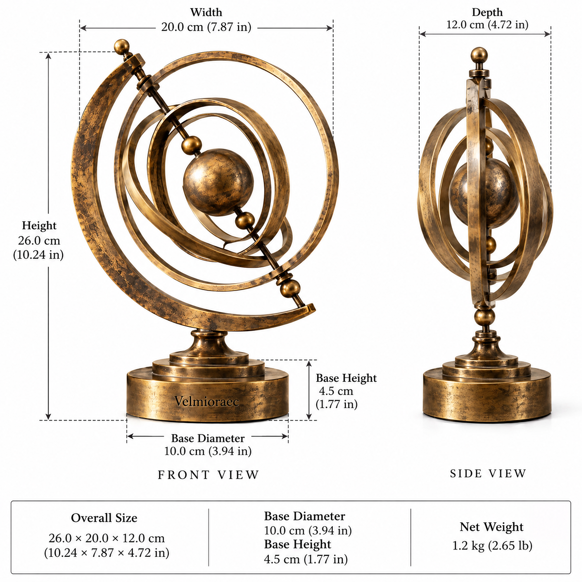 Velmioraec™ Asterion Armillary Sculpture